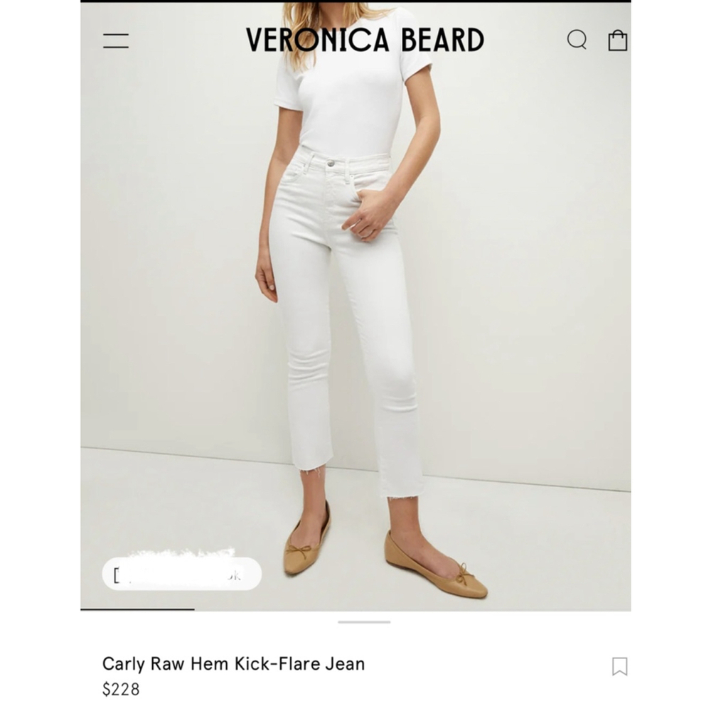 Veronica Beard White Denim Carly Kick Flare Jeans - Size 25/0